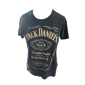 Jack Daniels Tee Lucky Brand T-Shirt Crew Neck Sz S/P Gray